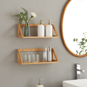 Juego de estantes de pared Gjerdrum set de 2 43x15x15cm bambú [en.casa] - premiumXL