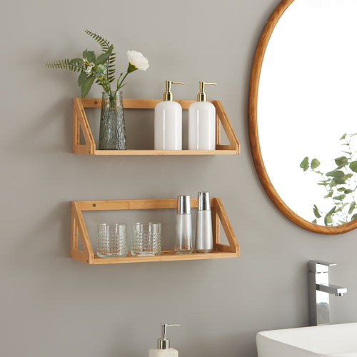 Juego de estantes de pared Gjerdrum set de 2 43x15x15cm bambú [en.casa] - premiumXL