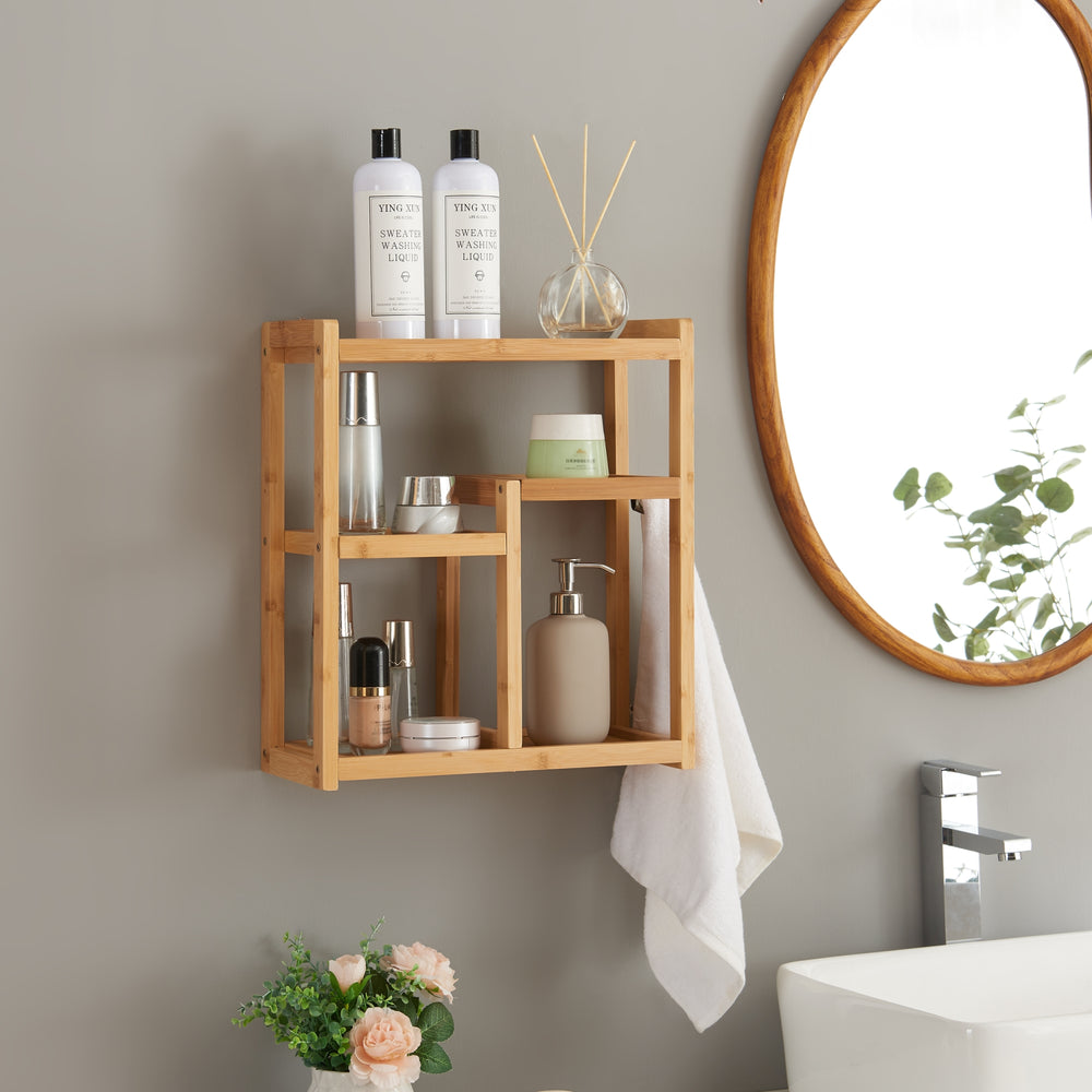 Estantería de baño Höör 42x37x17 cm bambú [en.casa] - premiumXL