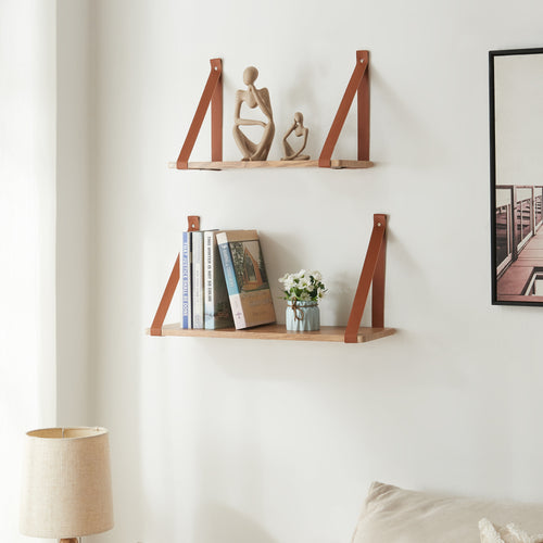 Juego de estantes de pared Utsira 48/60 x 20 x 30 cm 2 piezas aspecto roble/marrón [en.casa] - premiumXL