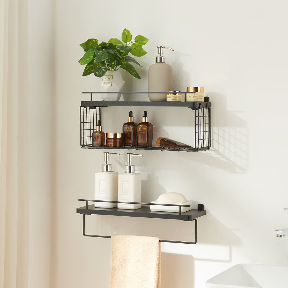 Estante de pared Vik juego de 2 negro [en.casa] - premiumXL