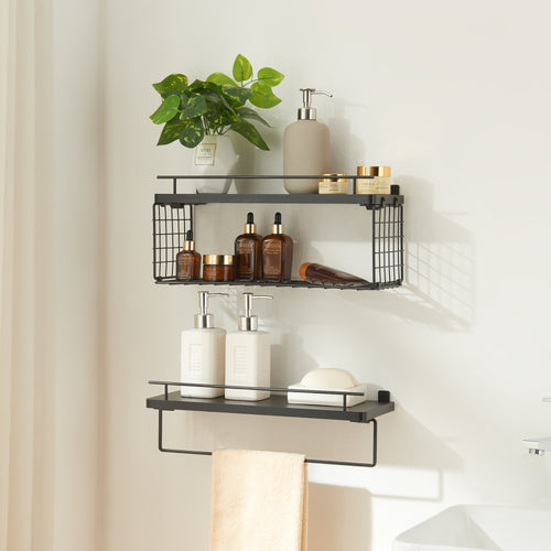 Estante de pared Vik juego de 2 negro [en.casa] - premiumXL