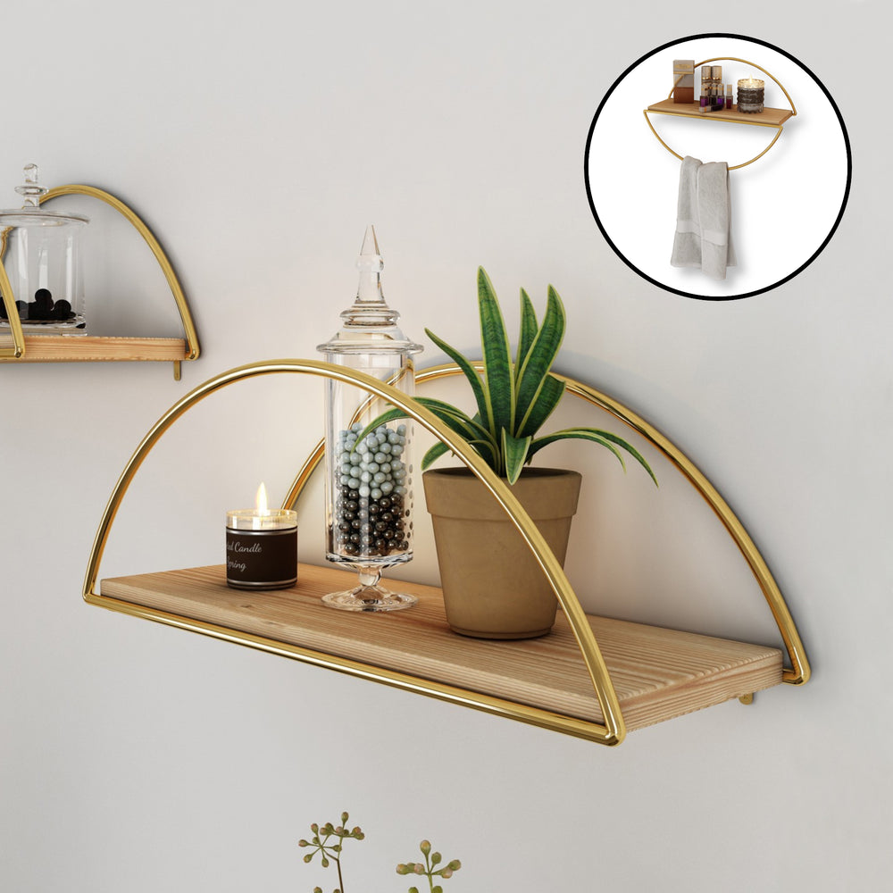 Estante de pared Mynämäki 39x16x17 cm color dorado [en.casa] - premiumXL