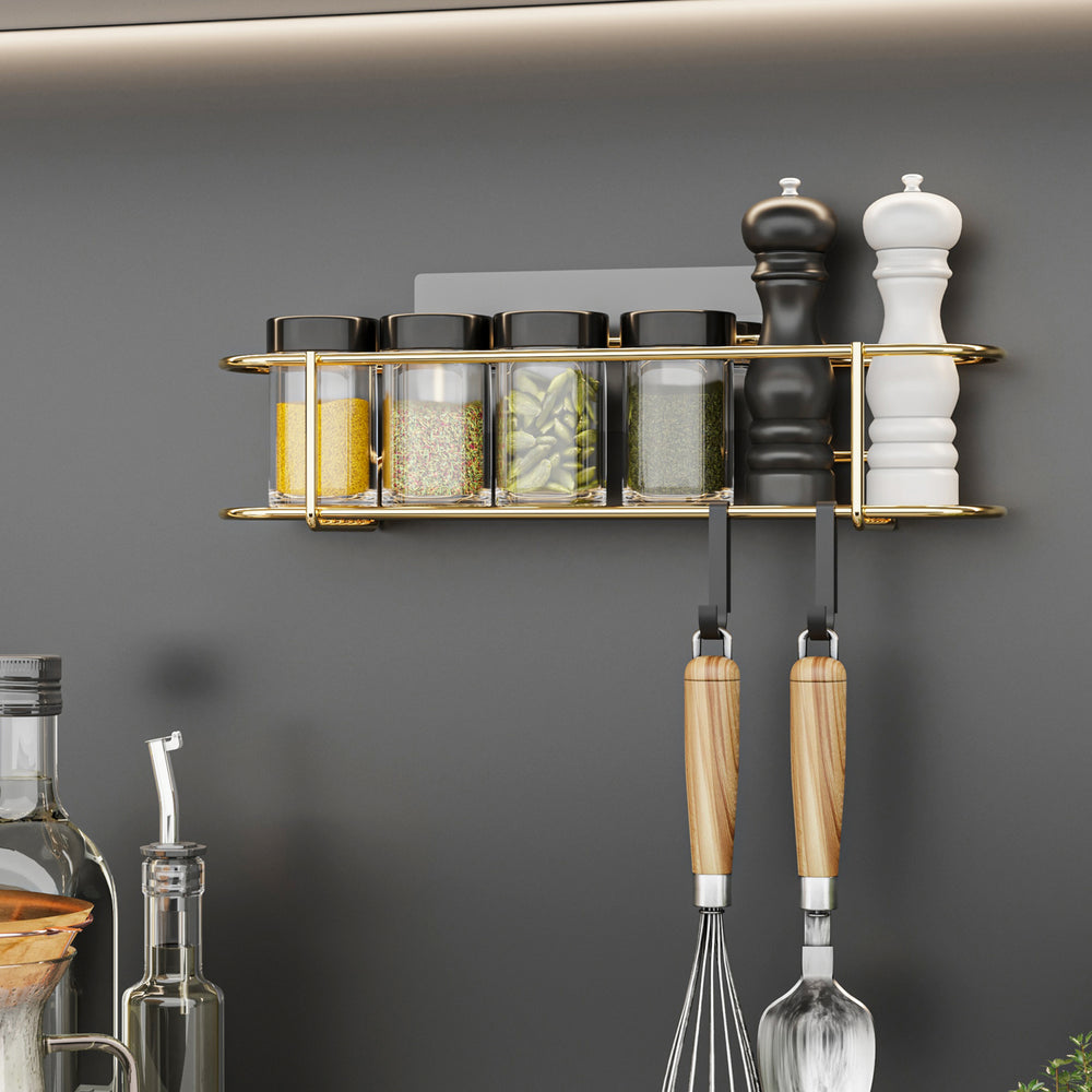 Estante para especias Naantali con 2 ganchos color dorado [en.casa] - premiumXL