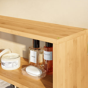 Estantería de pared Gol de 3 niveles para cocina baño bambú 50 x 15 x 30 cm - Natural [en.casa]