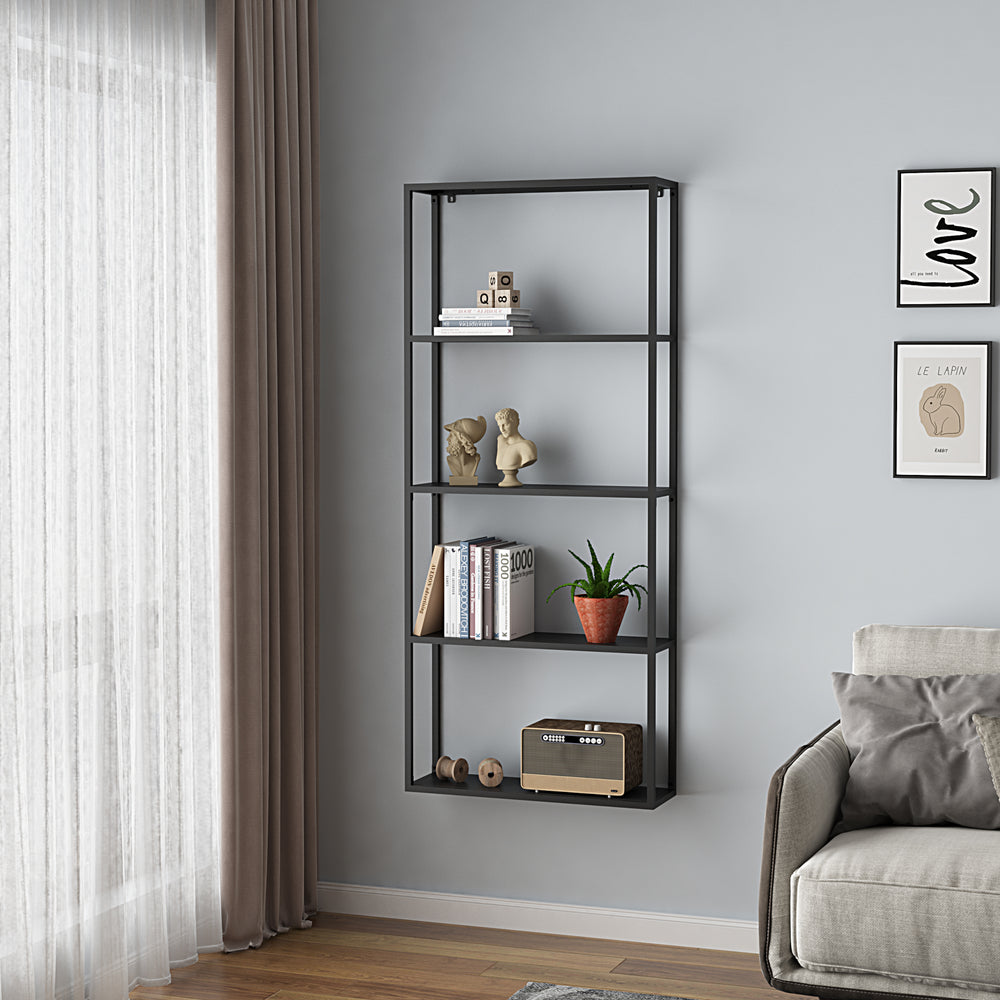 Estante de pared Jämijärvi negro, mate [en.casa] - premiumXL