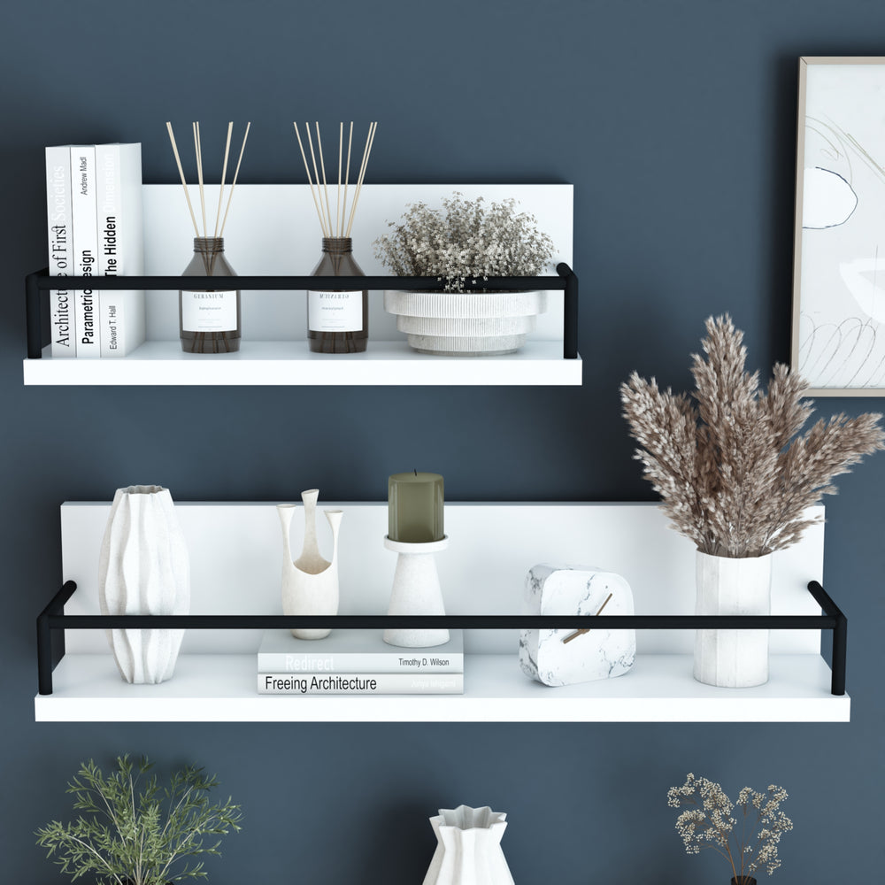 Estante de pared Grue juego de 2 blanco/negro [en.casa] - premiumXL