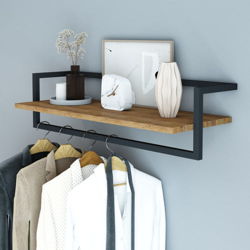 Perchero de pared Evje 80x30x20cm color madera/negro [en.casa] - premiumXL