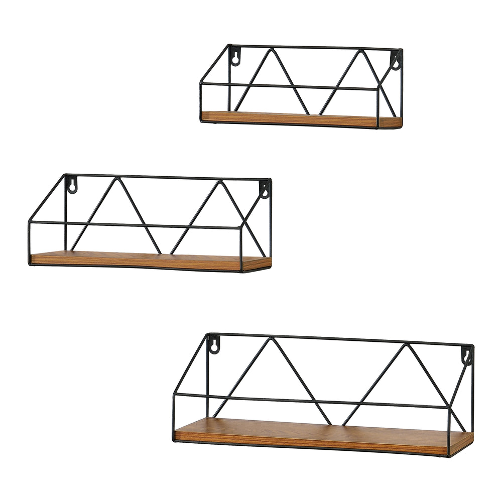 Estante de pared Kolding 3 piezas varios tamaños tono de madera oscuro en.casa - premiumXL