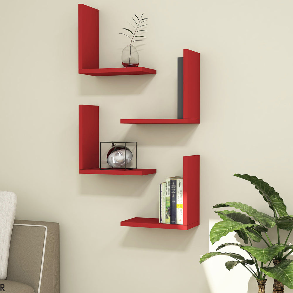 Estante de pared Broby en set de 4, 30 x 30 x 16 cm en varios colores [en.casa] - premiumXL