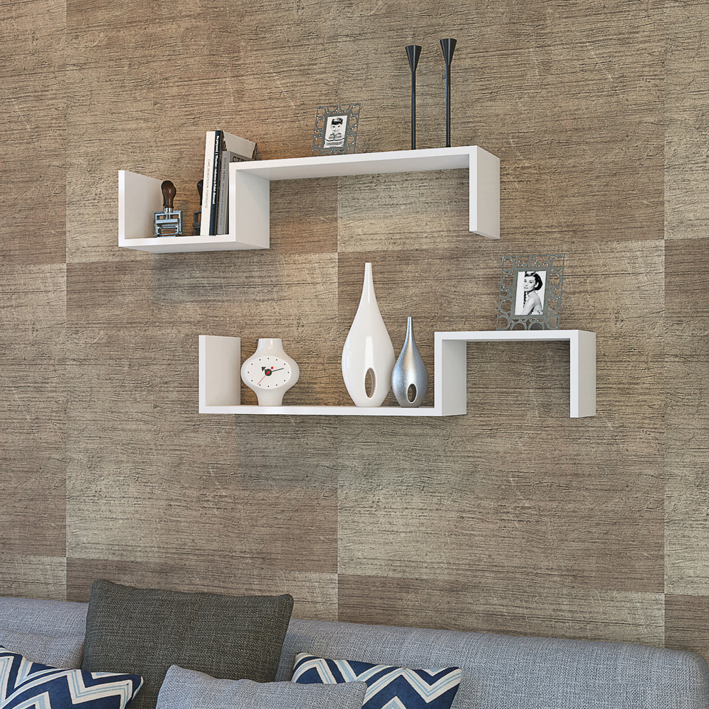 Estantería de pared Gram juego de 2 piezas blanco [en.casa]