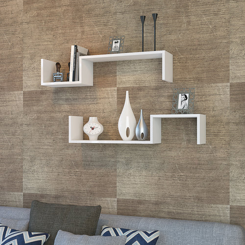 Estantería de pared Gram juego de 2 piezas blanco [en.casa]