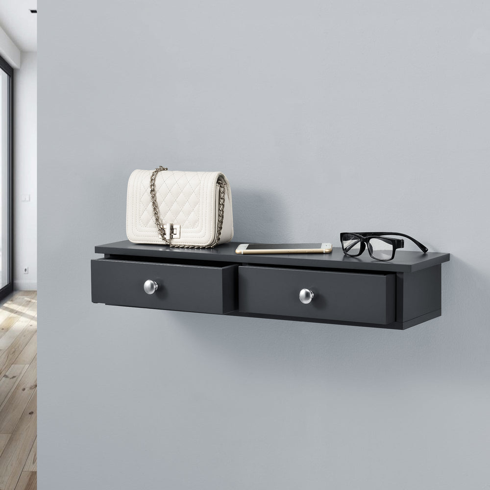 Estante de pared Geeste 60x15x10 cm con 2 cajones [en.casa] - premiumXL
