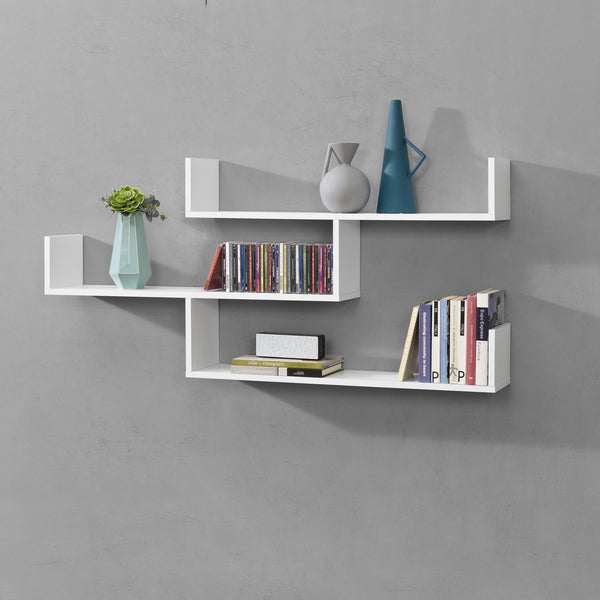 Estantería mural Grimstad de 3 niveles - aglomerado 119 x 18 x 55 cm hasta 14 kg en diferentes medidas [en.casa]
