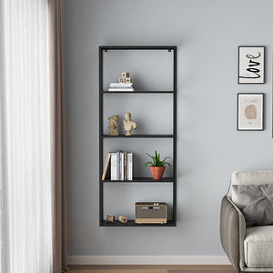 Estantería de pared Jämijärvi Negro, mate [en.casa]