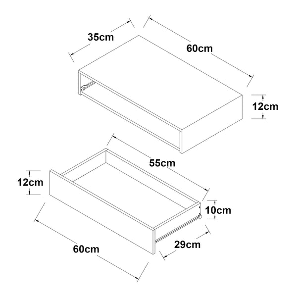 Estantería de pared Kärsämäki con cajón [en.casa]
