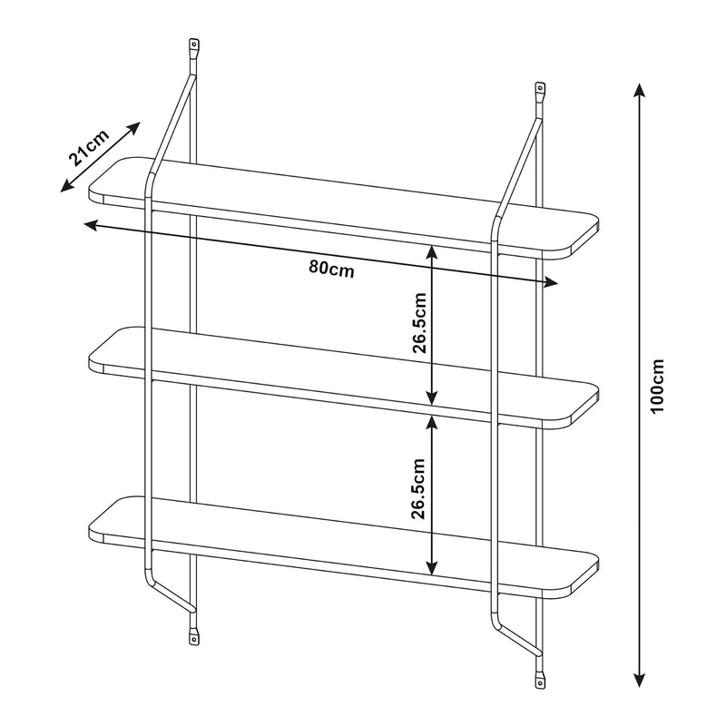 Esquema acotado Estantería de pared Østfold 100x80x21 cm [en.casa]