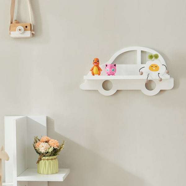 Estante flotante infantil Skanderborg en forma de nube/conejo/tiburón/coche/cohete MDF blanco [en.casa]