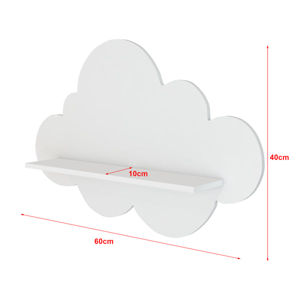 Estante flotante infantil Skanderborg en forma de nube/conejo/tiburón/coche/cohete MDF blanco [en.casa]