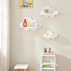 Estante flotante infantil Skanderborg en forma de nube/conejo/tiburón/coche/cohete MDF blanco [en.casa]