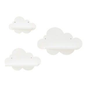 Estante flotante infantil Skanderborg en forma de nube/conejo/tiburón/coche/cohete MDF blanco [en.casa]