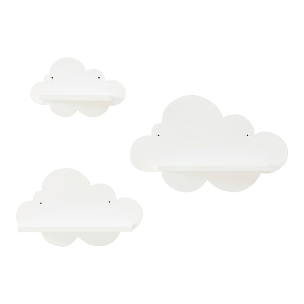 Estante flotante infantil Skanderborg en forma de nube/conejo/tiburón/coche/cohete MDF blanco [en.casa]
