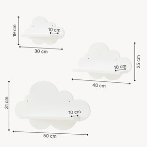 Estante flotante infantil Skanderborg en forma de nube/conejo/tiburón/coche/cohete MDF blanco [en.casa]