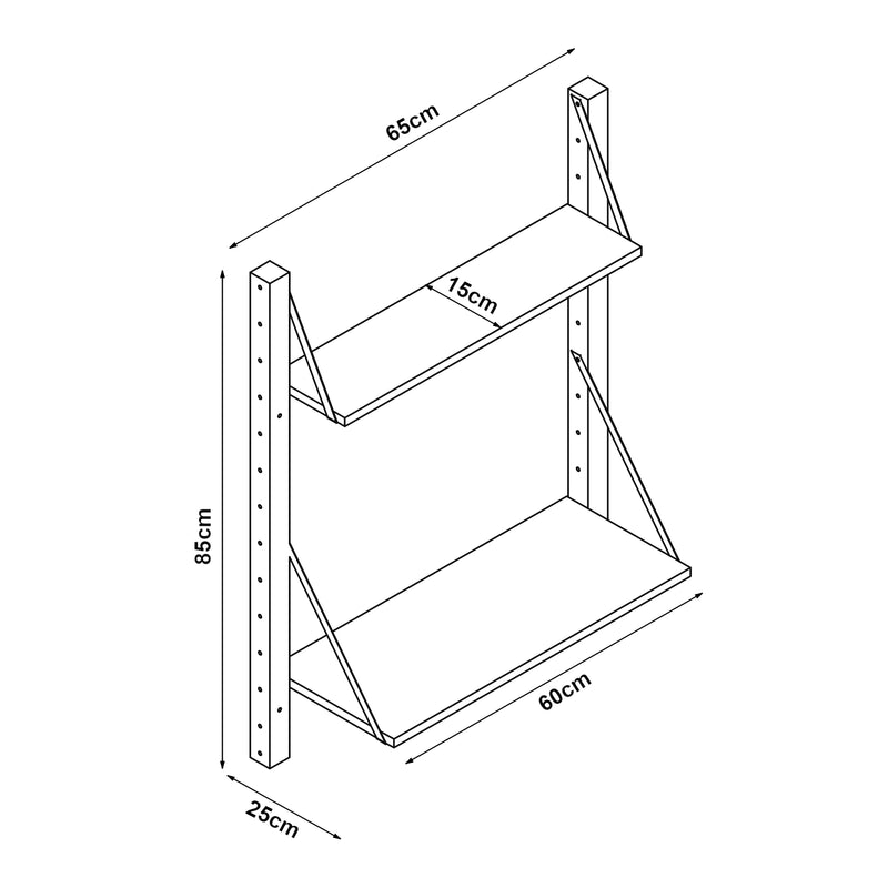 Esquema acotado Estante de pared Tingvoll Bambú [en.casa]
