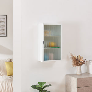 Armario colgante Zundert con puerta de vidrio acanalado 60x35x15 cm acero [en.casa]