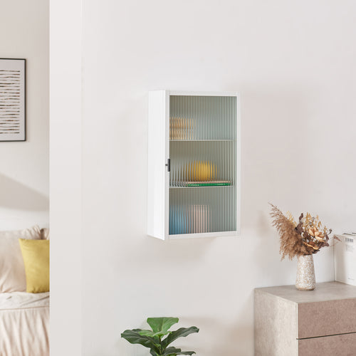 Armario colgante Zundert con puerta de vidrio acanalado 60x35x15 cm acero [en.casa]