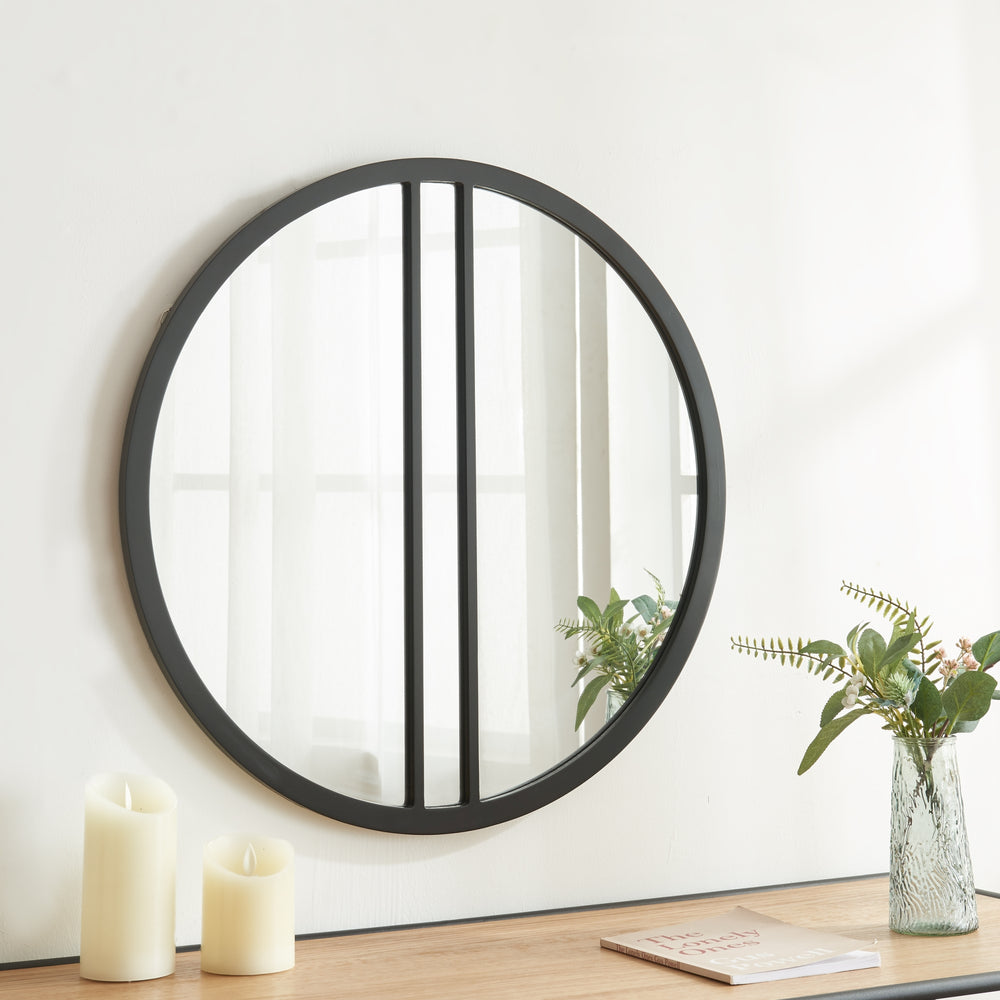 Espejo de pared Suomussalmi Ø60 cm negro [en.casa] - premiumXL