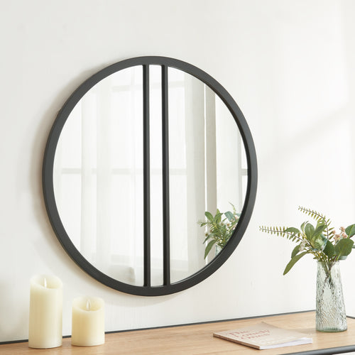 Espejo de pared Suomussalmi Ø60 cm negro [en.casa] - premiumXL