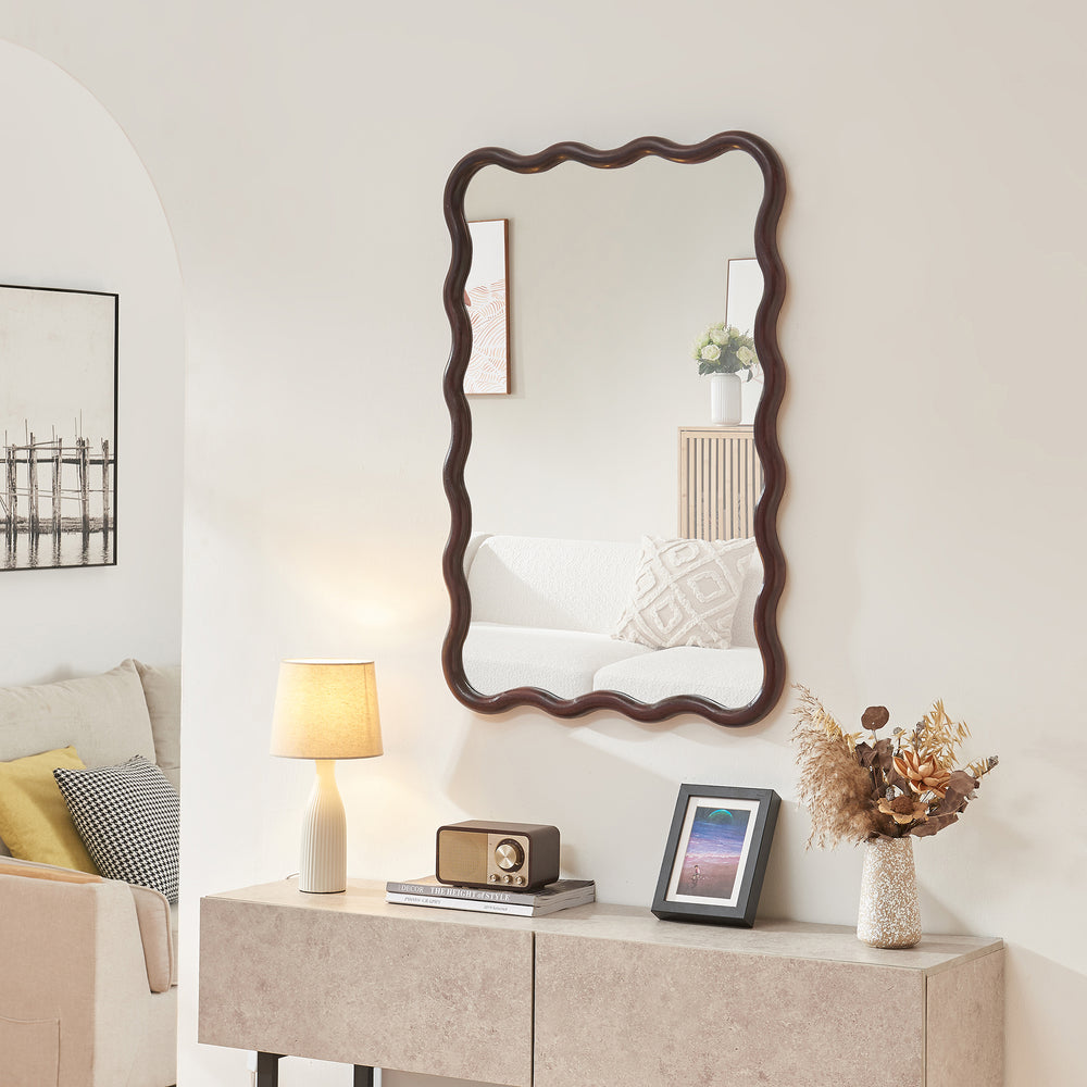 Espejo de pared Porloskid 90x60 cm marrón oscuro [en.casa] - premiumXL