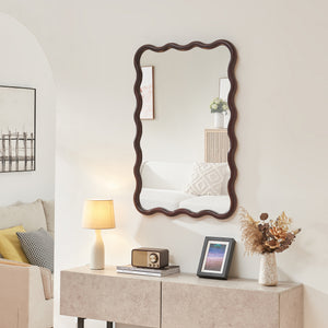 Espejo de pared Porloskid 90x60 cm marrón oscuro [en.casa] - premiumXL