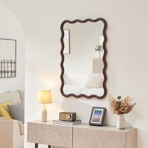 Espejo de pared Porloskid 90x60 cm marrón oscuro [en.casa] - premiumXL