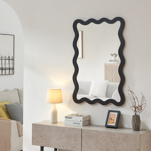 Espejo de pared Koster 90x60 cm negro [en.casa] - premiumXL