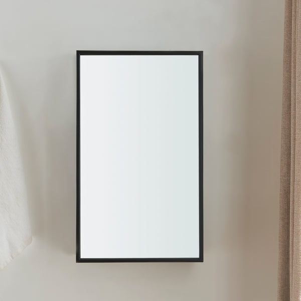 Espejo de pared Sunne con estante negro en varias versiones [en.casa]