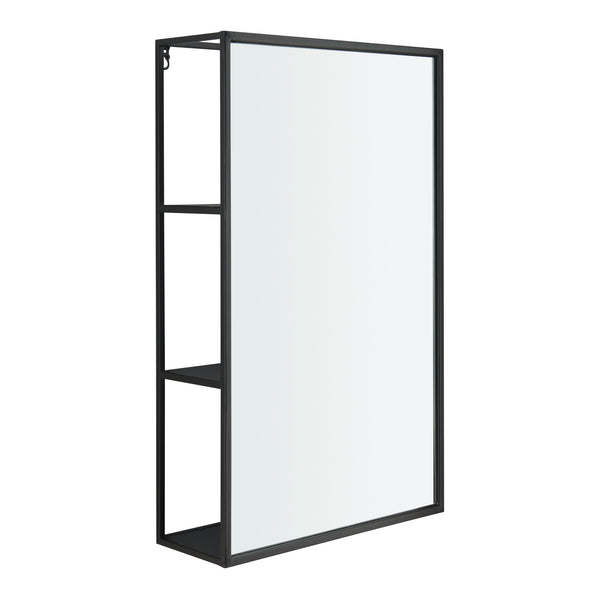 Espejo de pared Sunne con estante negro en varias versiones [en.casa]