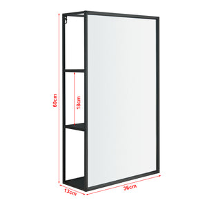 Espejo de pared Sunne con estante negro en varias versiones [en.casa]