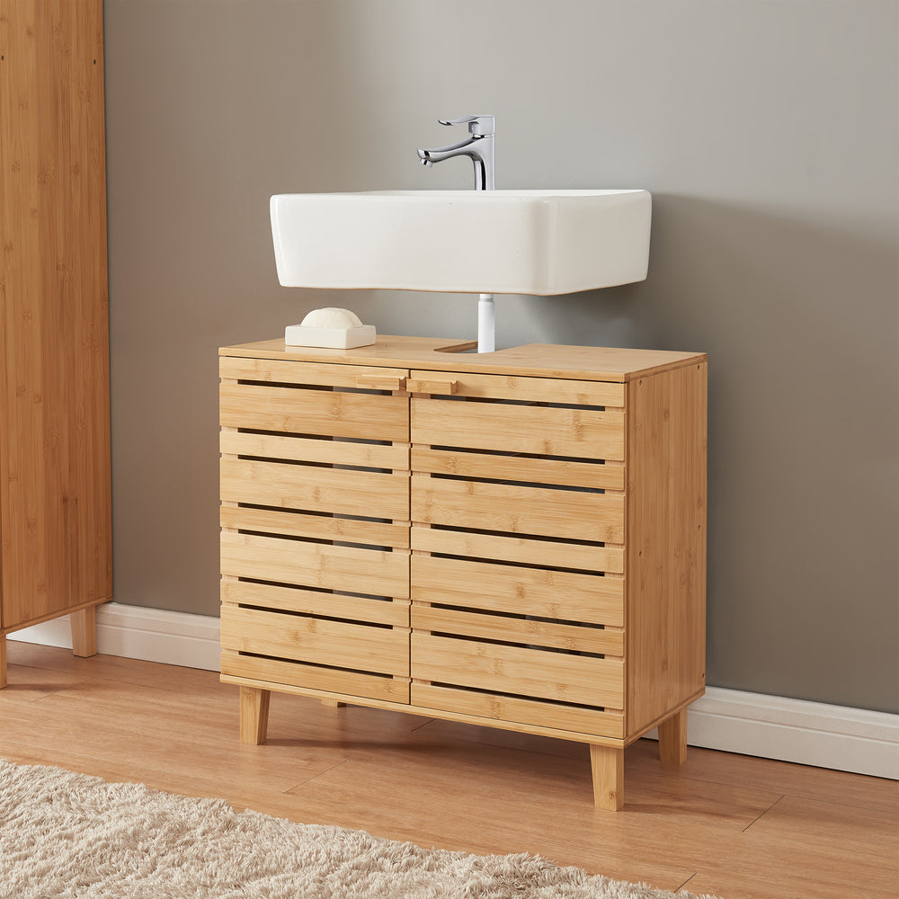 Mueble bajo lavabo Epind 60x66x30 cm Bambú natural [en.casa]
