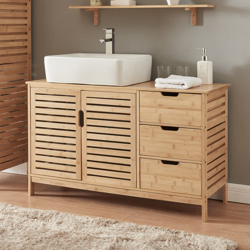 Mueble bajo lavabo Boksereys 60x100x35 cm bambú natural [en.casa] - premiumXL
