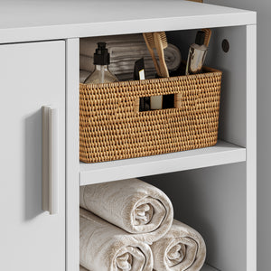 Mueble bajo lavabo Kulaik 1 puerta 3 estantes 51x60x32cm - Blanco [en.casa]