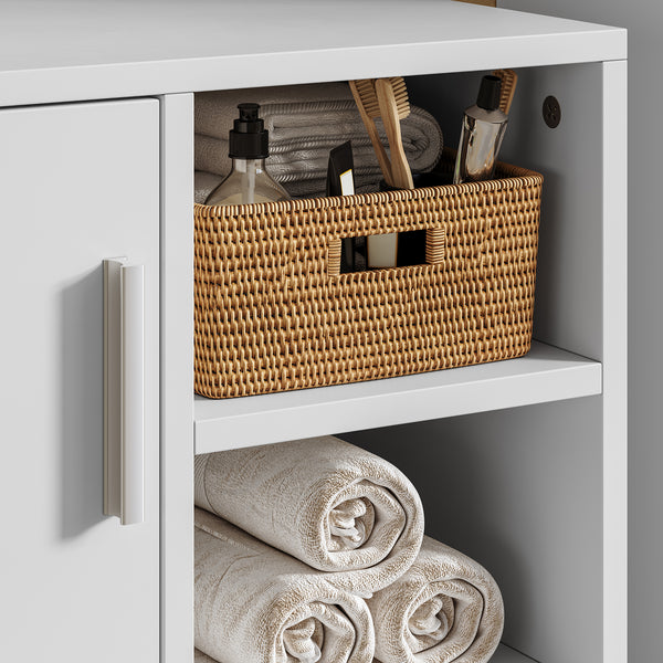 Mueble bajo lavabo Kulaik 1 puerta 3 estantes 51x60x32cm - Blanco [en.casa]