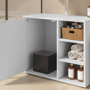 Mueble bajo lavabo Kulaik 1 puerta 3 estantes 51x60x32cm - Blanco [en.casa]