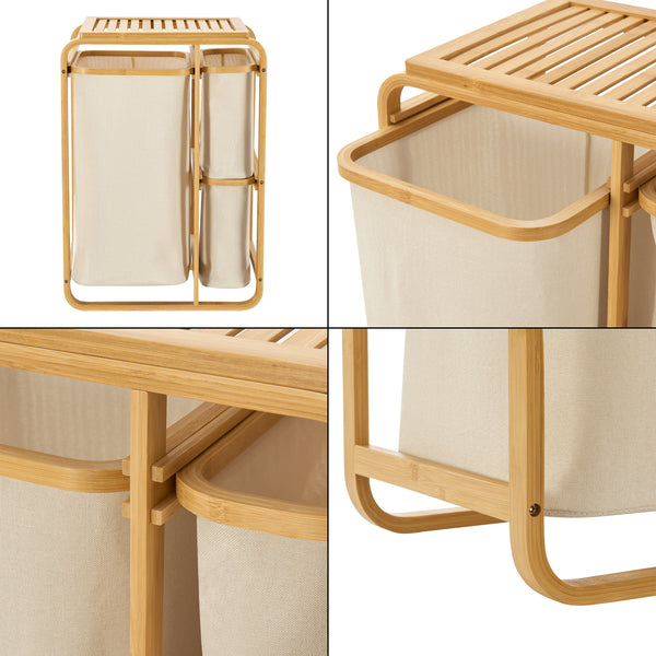 Recogedor de ropa Evenes con 3 cestas de ropa de bambú en varios colores [en.casa]