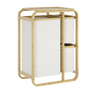 Clasificador de ropa Evenes con 3 bolsas/ 38 L + 12 L bambú/poliéster 71 x 50 x 33 cm - En diferentes colores [en.casa]