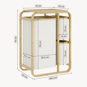 Clasificador de ropa Evenes con 3 bolsas/ 38 L + 12 L bambú/poliéster 71 x 50 x 33 cm - En diferentes colores [en.casa]