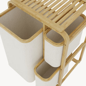 Clasificador de ropa Evenes con 3 bolsas/ 38 L + 12 L bambú/poliéster 71 x 50 x 33 cm - En diferentes colores [en.casa]