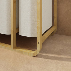 Clasificador de ropa Evenes con 3 bolsas/ 38 L + 12 L bambú/poliéster 71 x 50 x 33 cm - En diferentes colores [en.casa]
