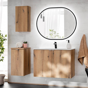 Lavabo Skelbolu con puertas en aspecto roble [en.casa]